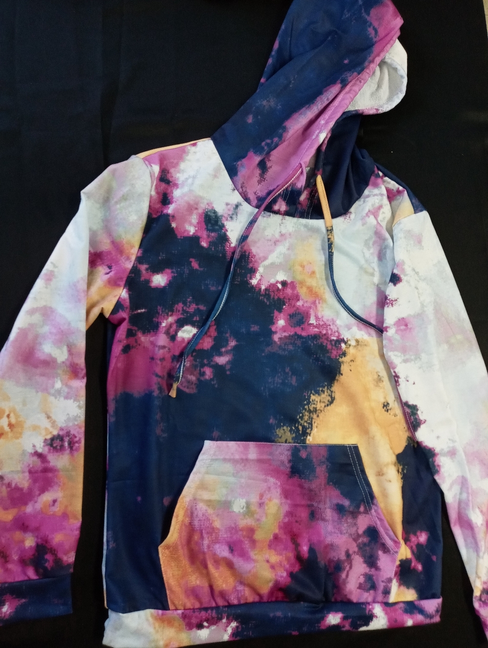 2 Piece Womens Tie-Dye Navy & Pink Active Jogger Set Fitted
